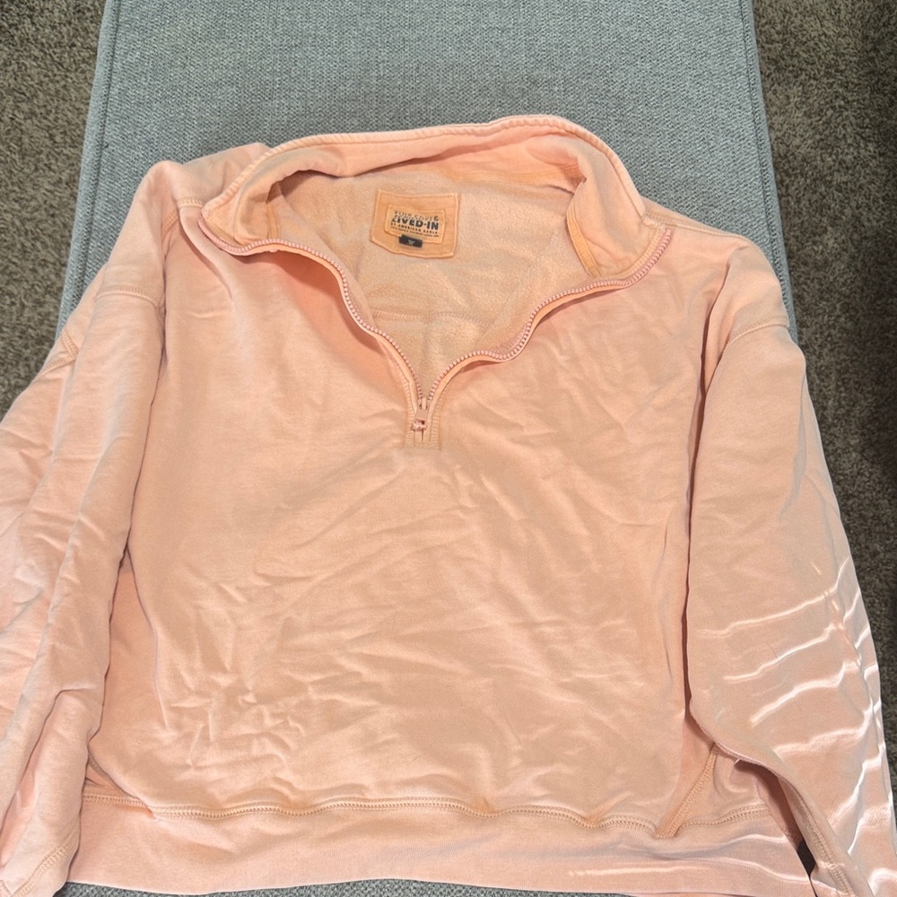 American Eagle Outfitters Peach Half-Zip Sweatshirt